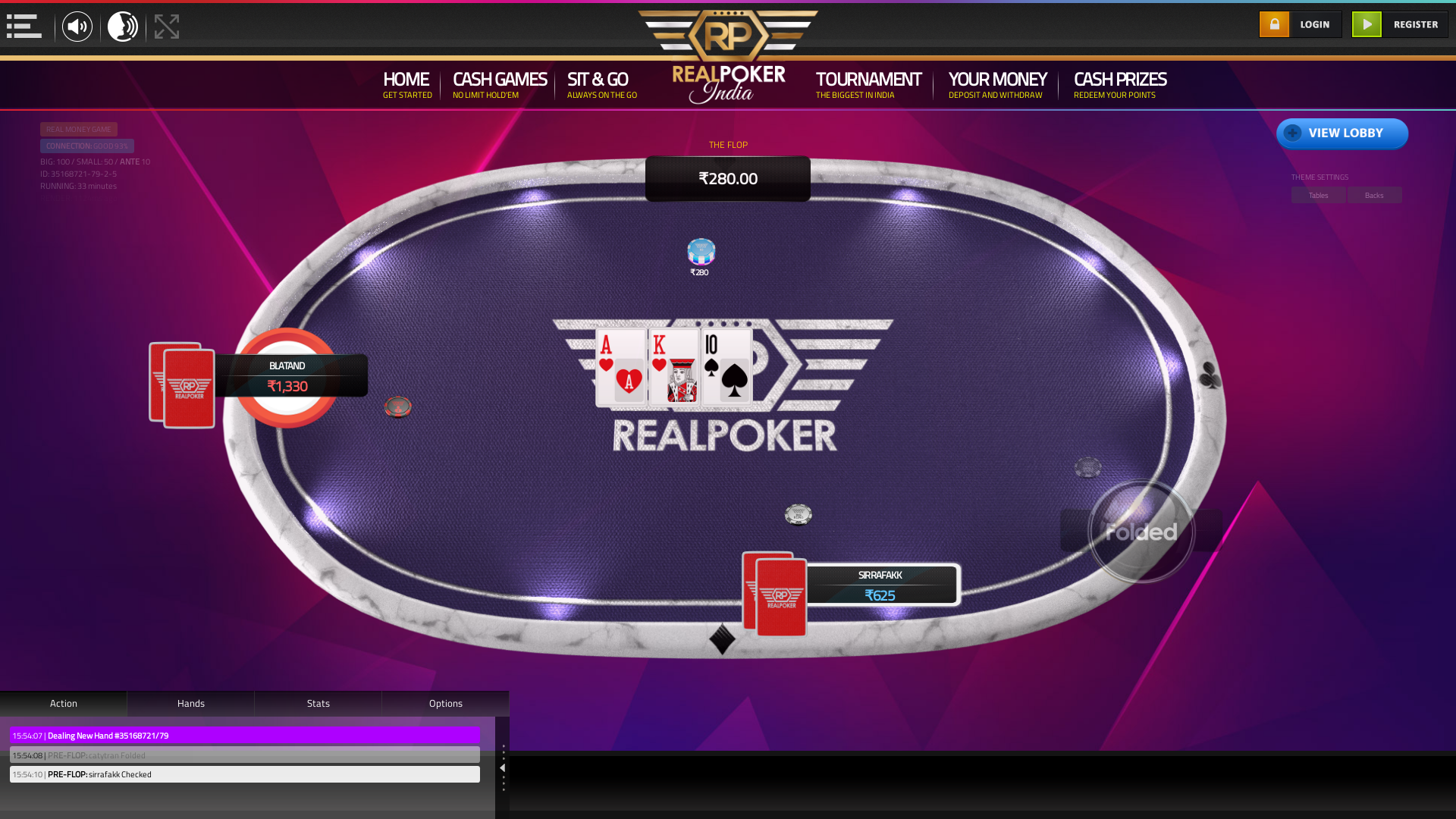 10 player texas holdem table at real poker with the table id 35168721
