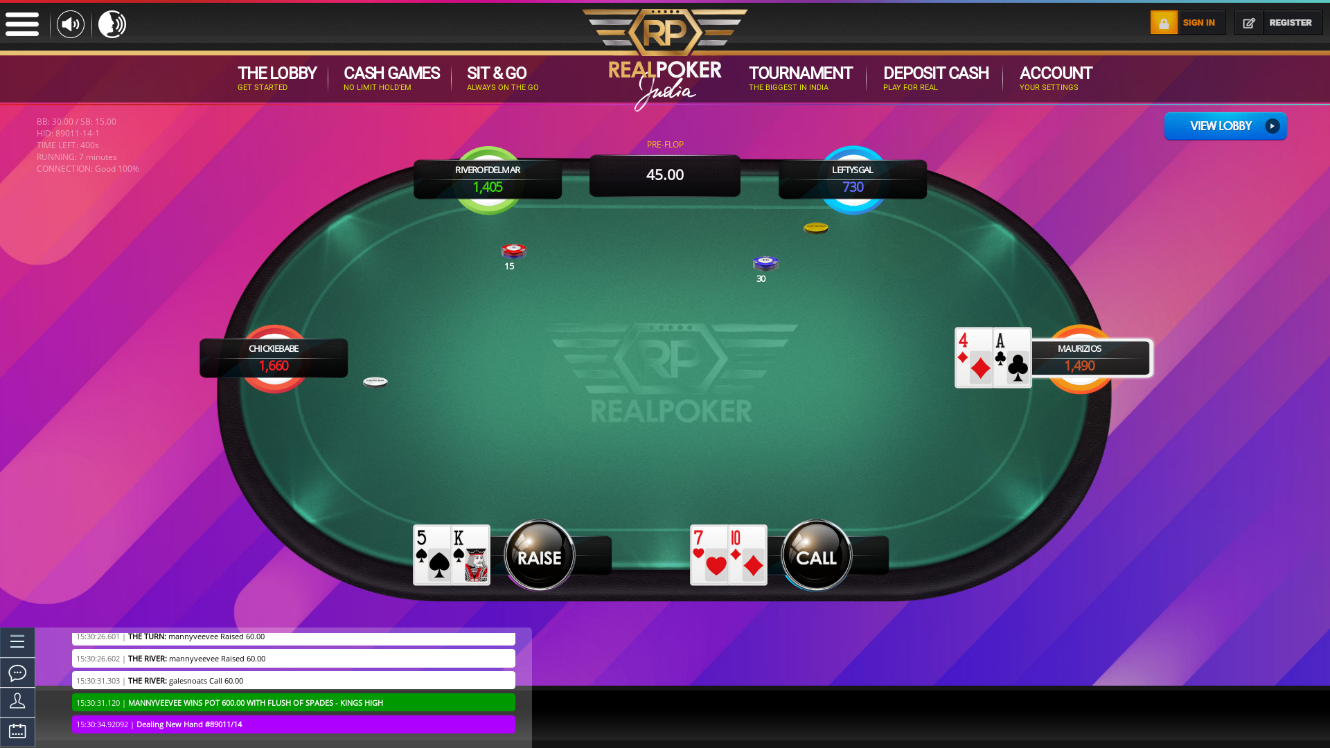 Texas Holdem Online Poker Room on the 5th July