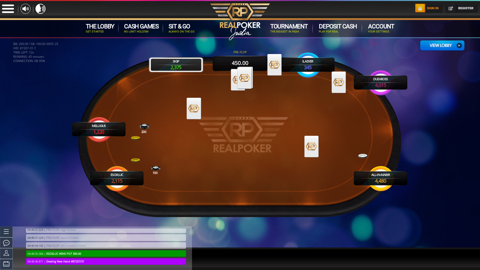 Texas Holdem Poker Table - 1,500.00 SNG  NL on the 5th July